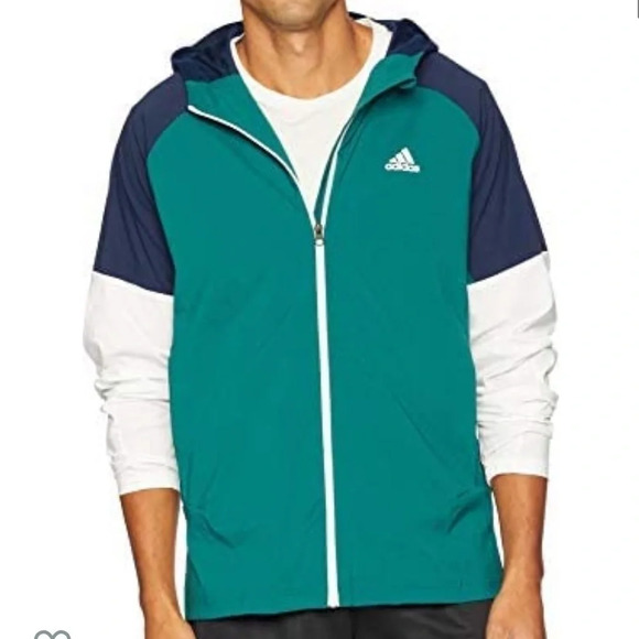 Adidas Color block Zip Up Windbreaker Hoodie Men’s Size 2XL - Picture 1 of 10